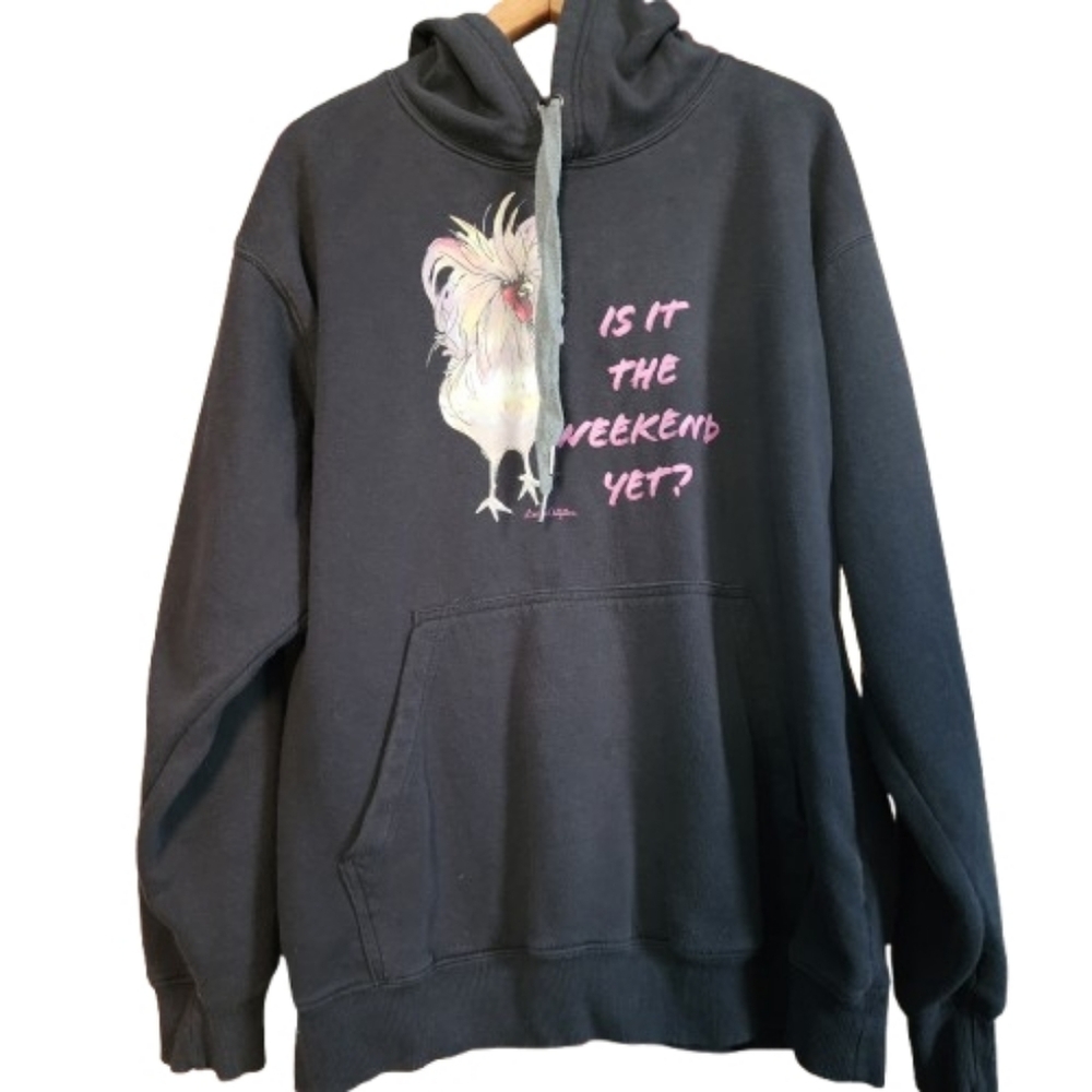 Womens L Lincoln Outfitters Gray Weird Girl Animalcore Rooster Grunge Hoodie